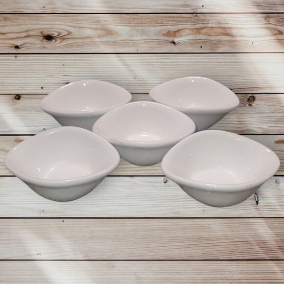 Set of 5 - White Ceramic Condiment Sauce Dish Dipping Bowls (Black Rock Grill) - Picture 1 of 5